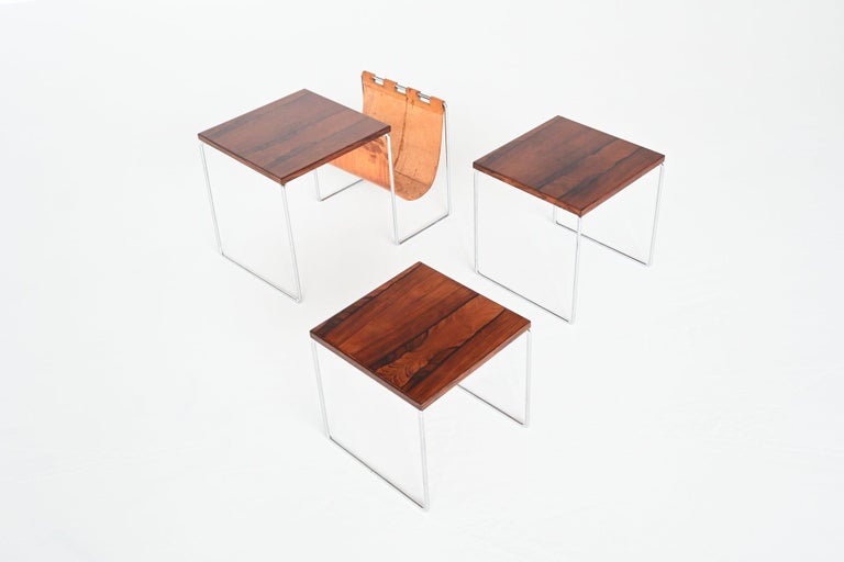 Rosewood and Chrome Nesting Tables Set the Netherlands, 1960 7