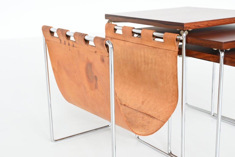 Rosewood and Chrome Nesting Tables Set the Netherlands, 1960 1