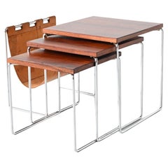 Rosewood and Chrome Nesting Tables Set the Netherlands, 1960