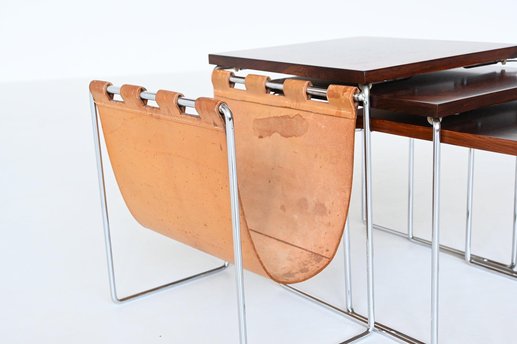 Rosewood and Chrome Nesting Tables, the Netherlands, 1960 4