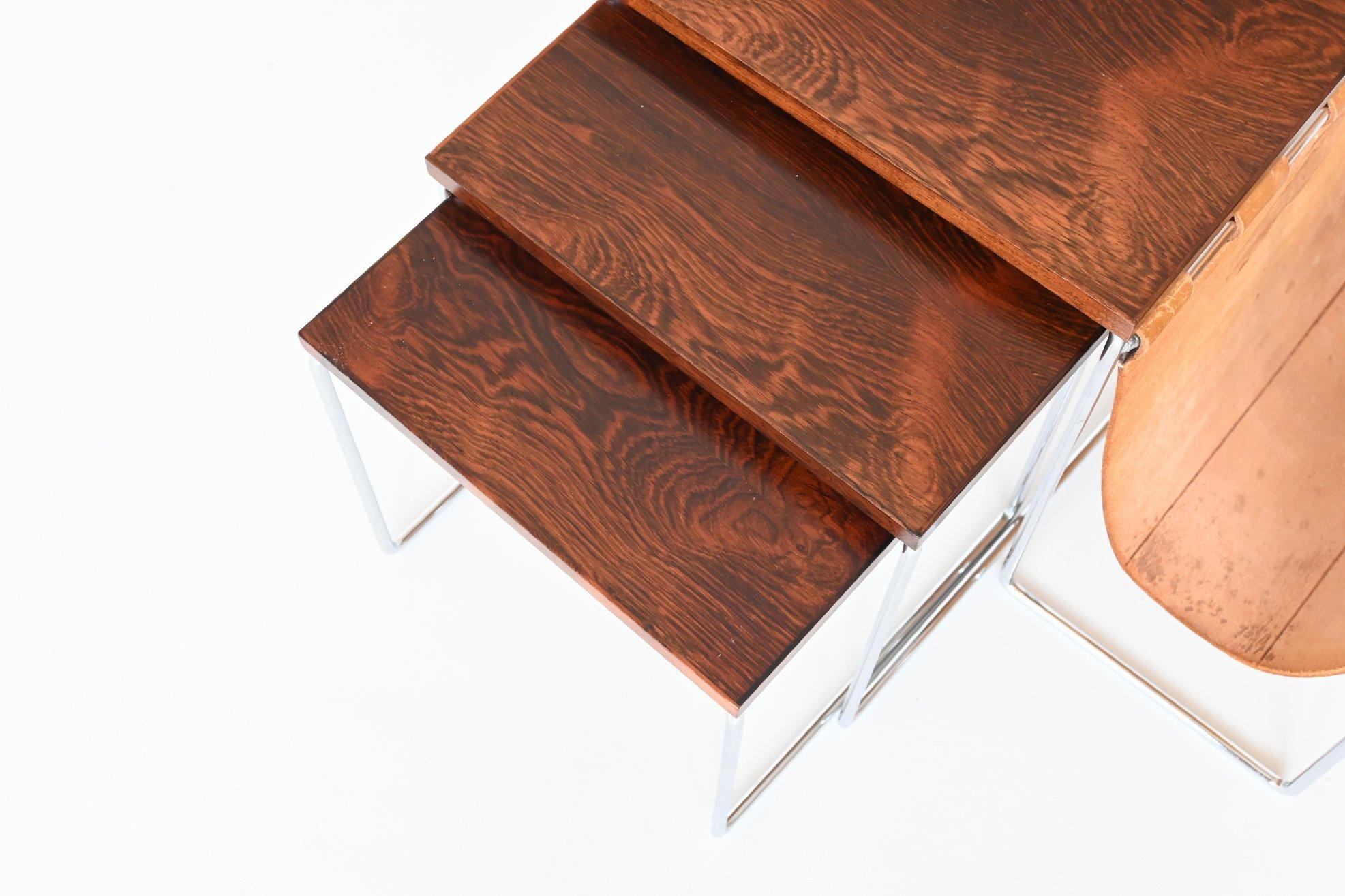 Rosewood and Chrome Nesting Tables, the Netherlands, 1960 10