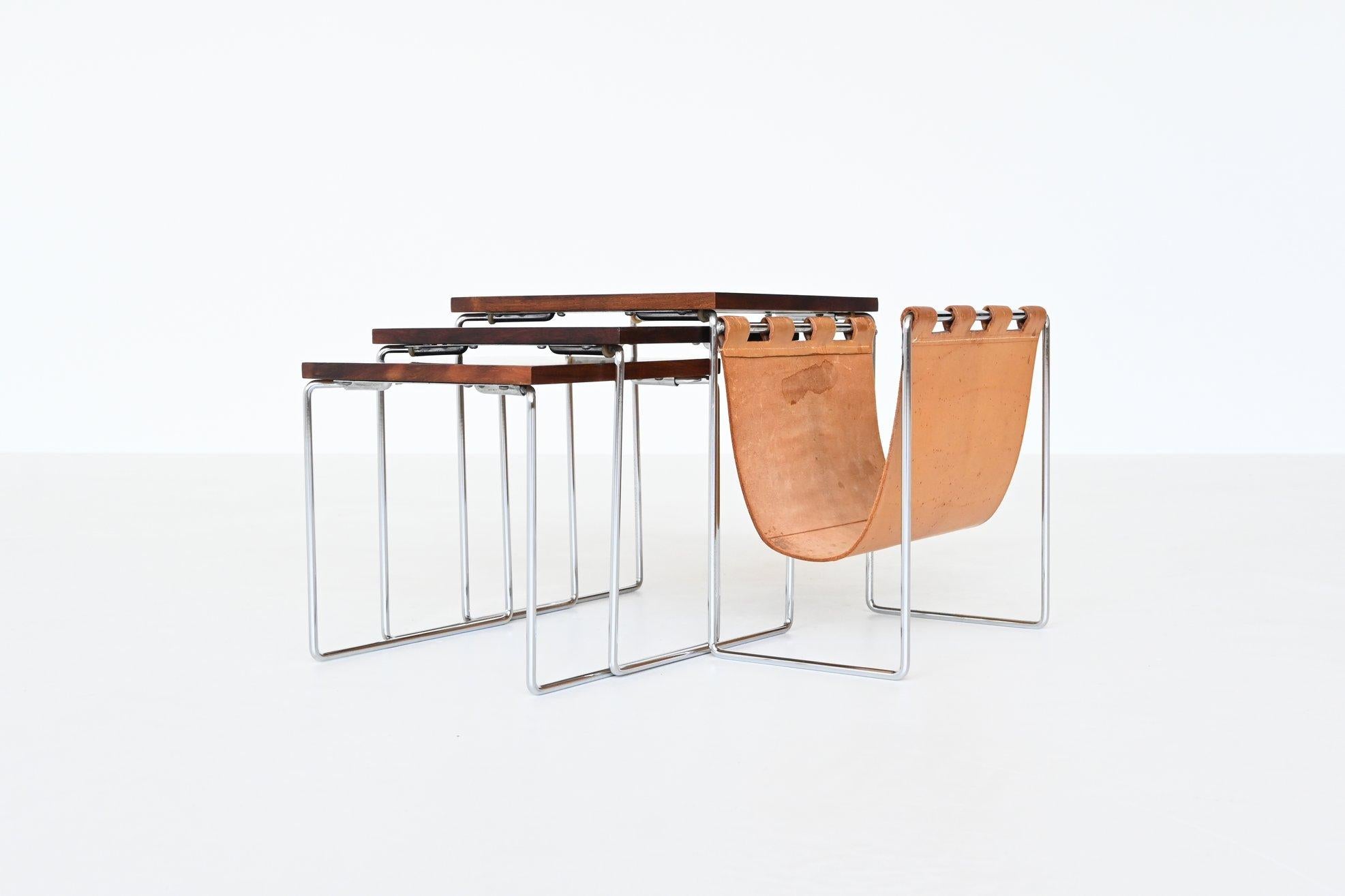 Rosewood and Chrome Nesting Tables, the Netherlands, 1960 11