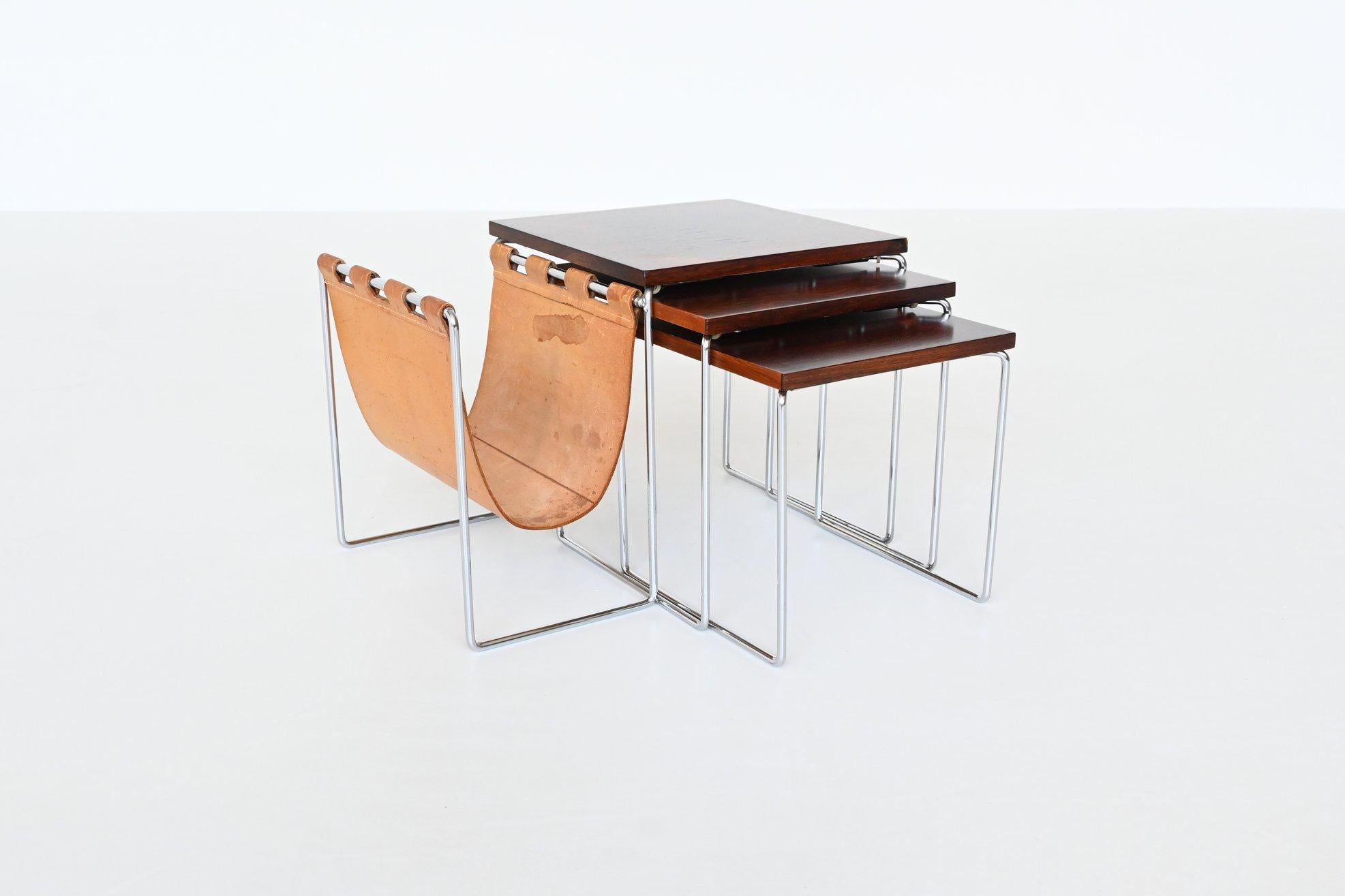 Dutch Rosewood and Chrome Nesting Tables, the Netherlands, 1960