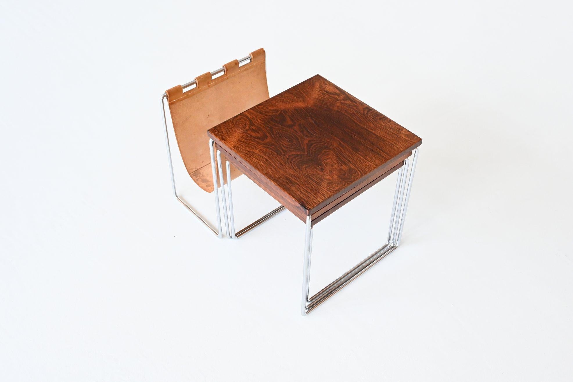 Rosewood and Chrome Nesting Tables, the Netherlands, 1960 1