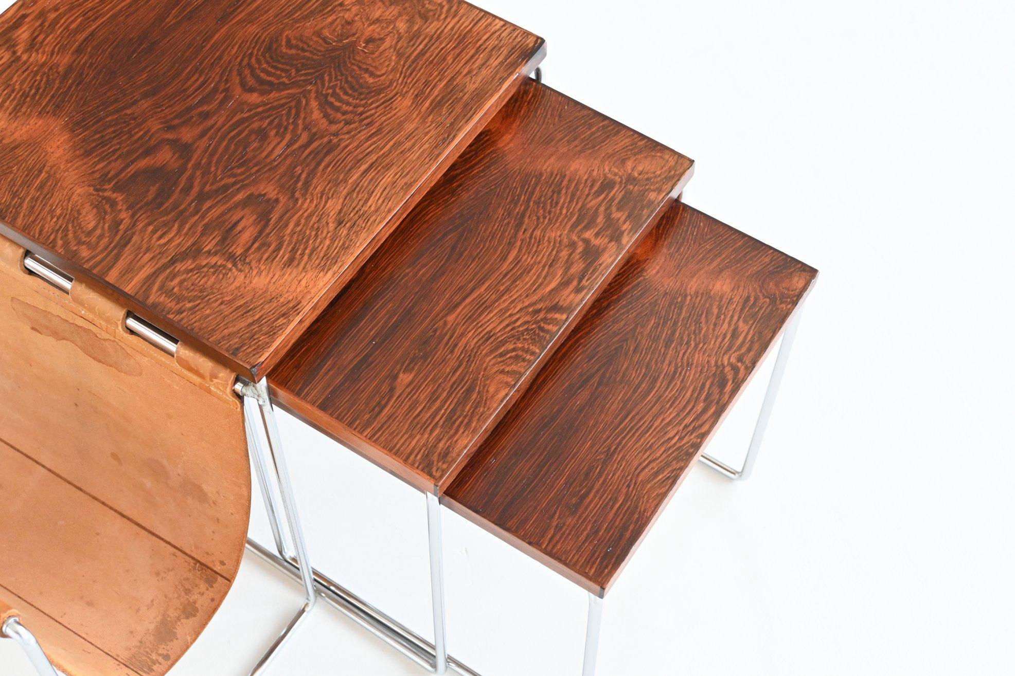 Rosewood and Chrome Nesting Tables, the Netherlands, 1960 2