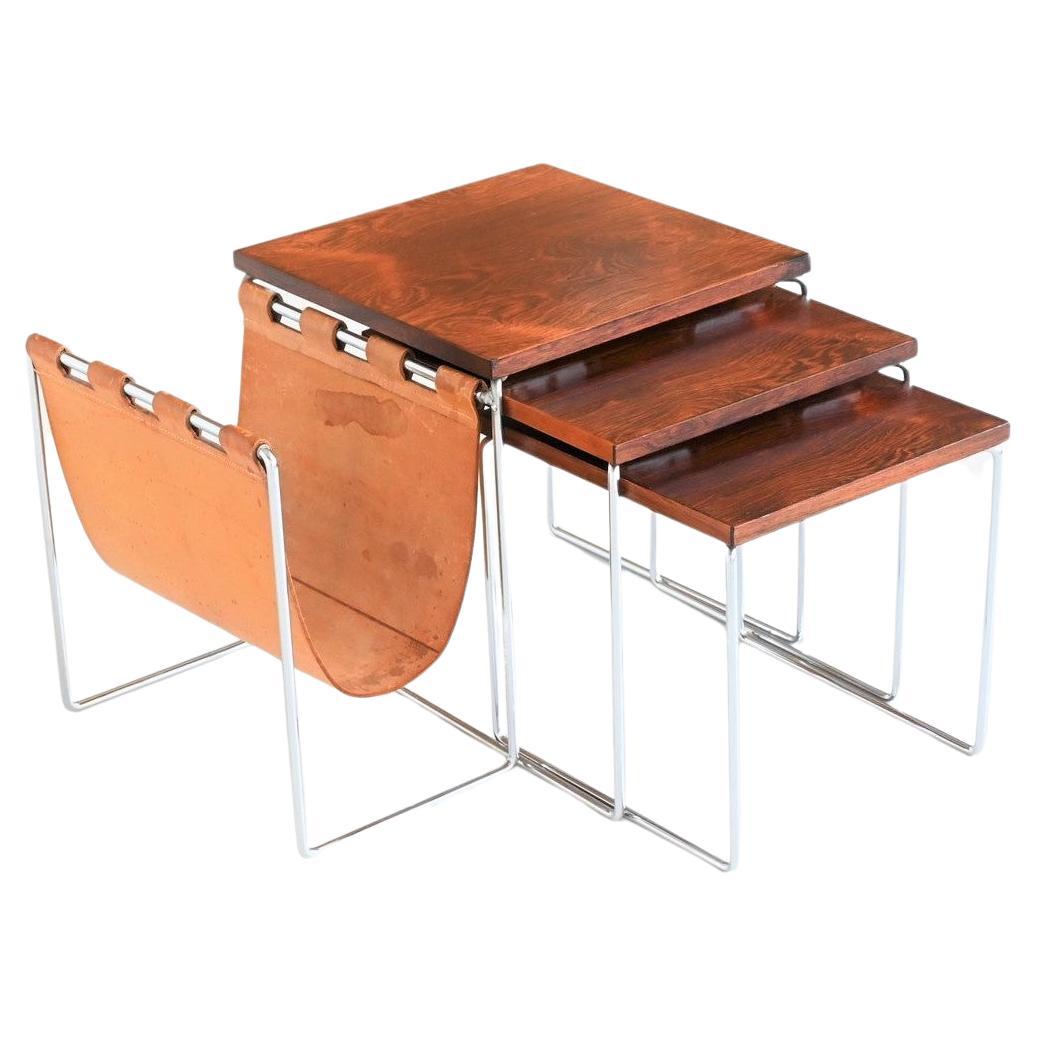 Rosewood and Chrome Nesting Tables, the Netherlands, 1960
