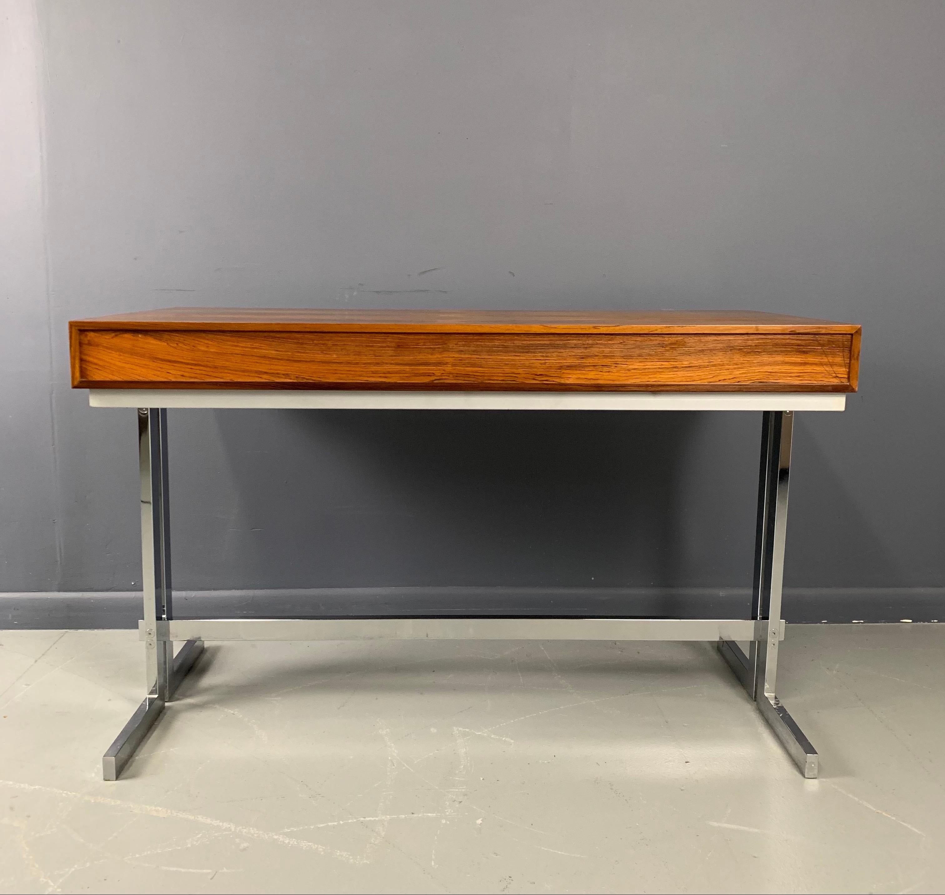 Rosewood and Chrome George Petersons Petite Midcentury Writing Desk 2