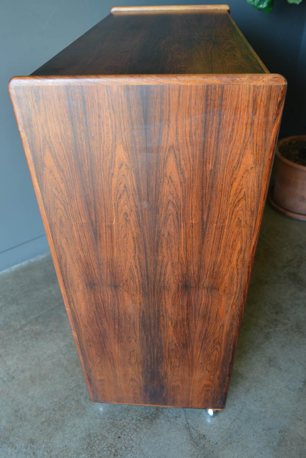 Rosewood and Chrome Rolling Dry Bar or Cabinet by Leif Jacobsen, circa 1970 8