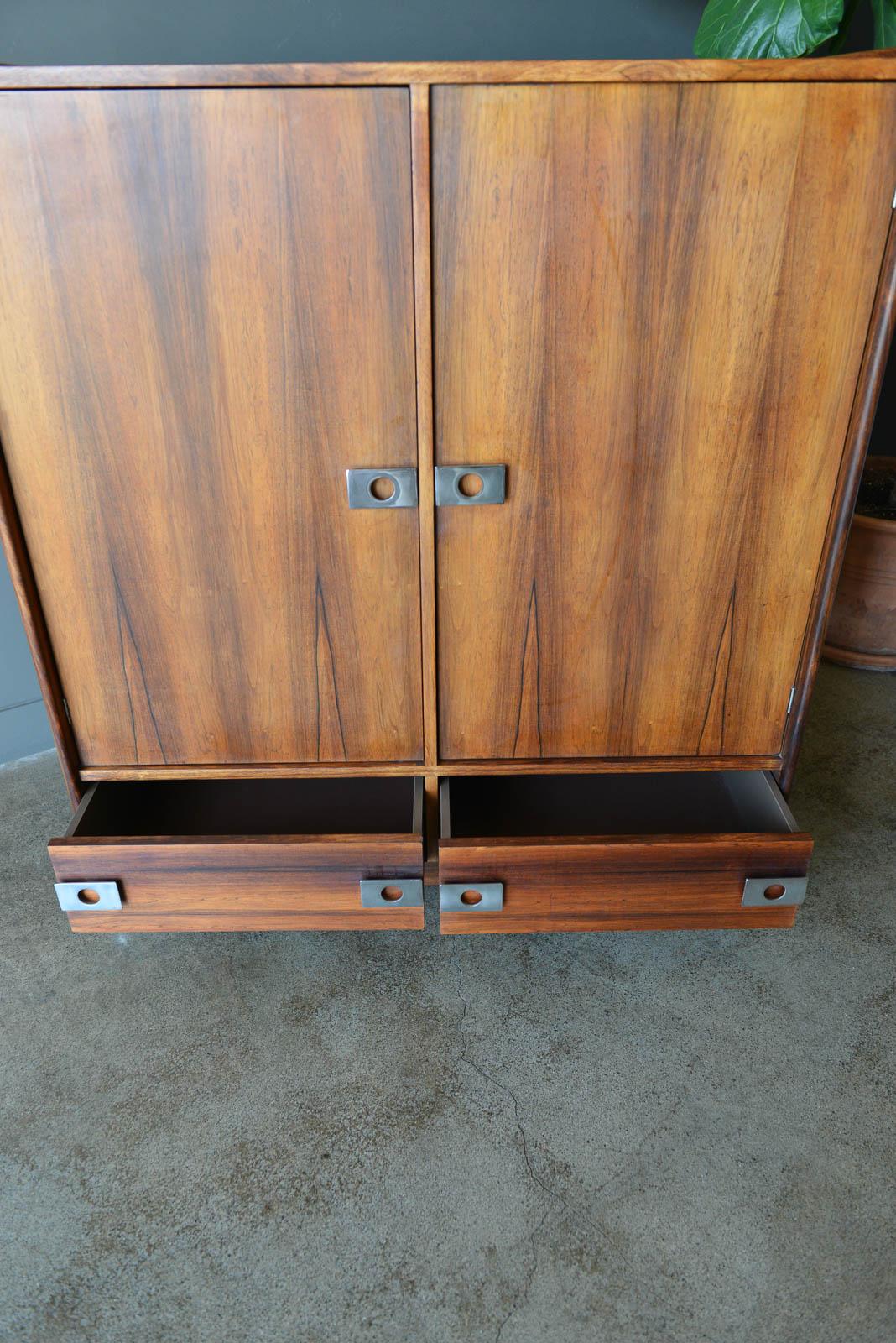 Rosewood and Chrome Rolling Dry Bar or Cabinet by Leif Jacobsen, circa 1970 2