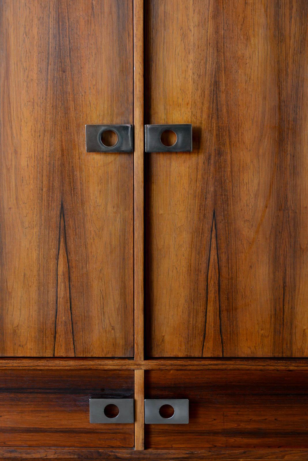 Rosewood and Chrome Rolling Dry Bar or Cabinet by Leif Jacobsen, circa 1970 3