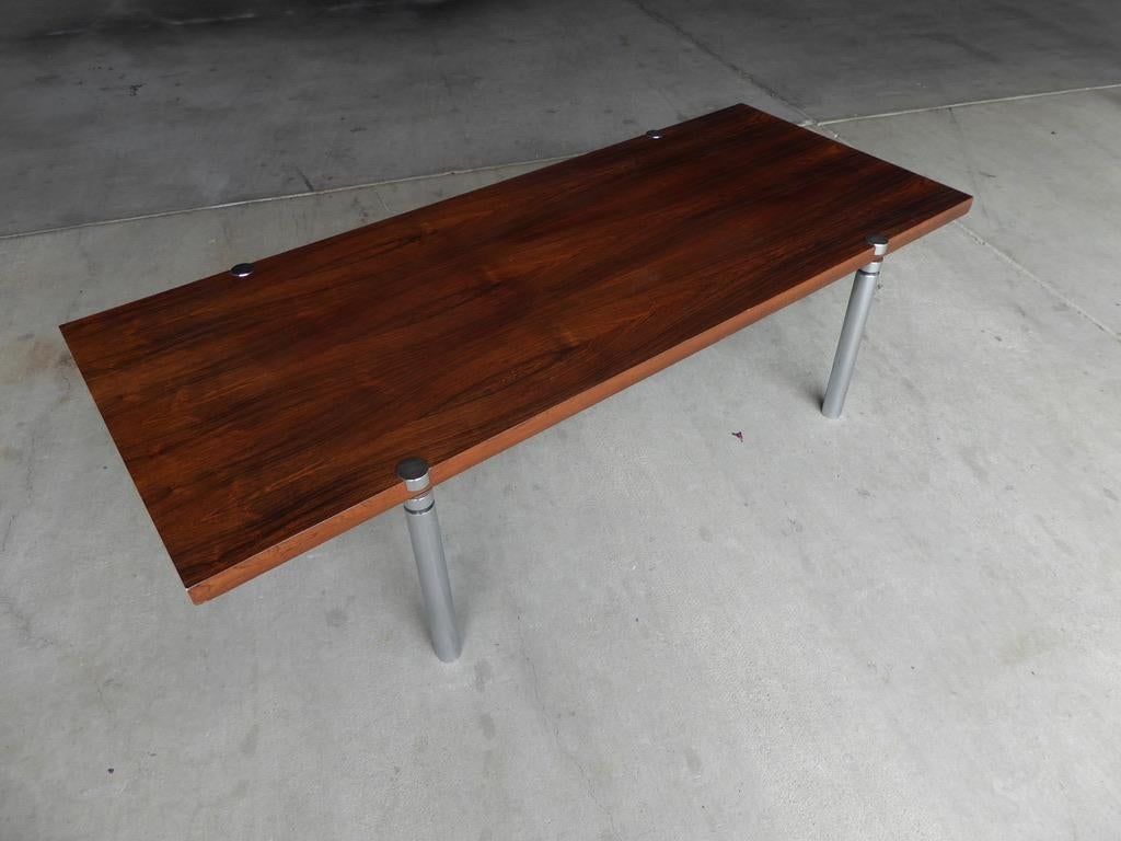 American Rosewood & Chromed Metal Coffee Table, circa 1970s For Sale