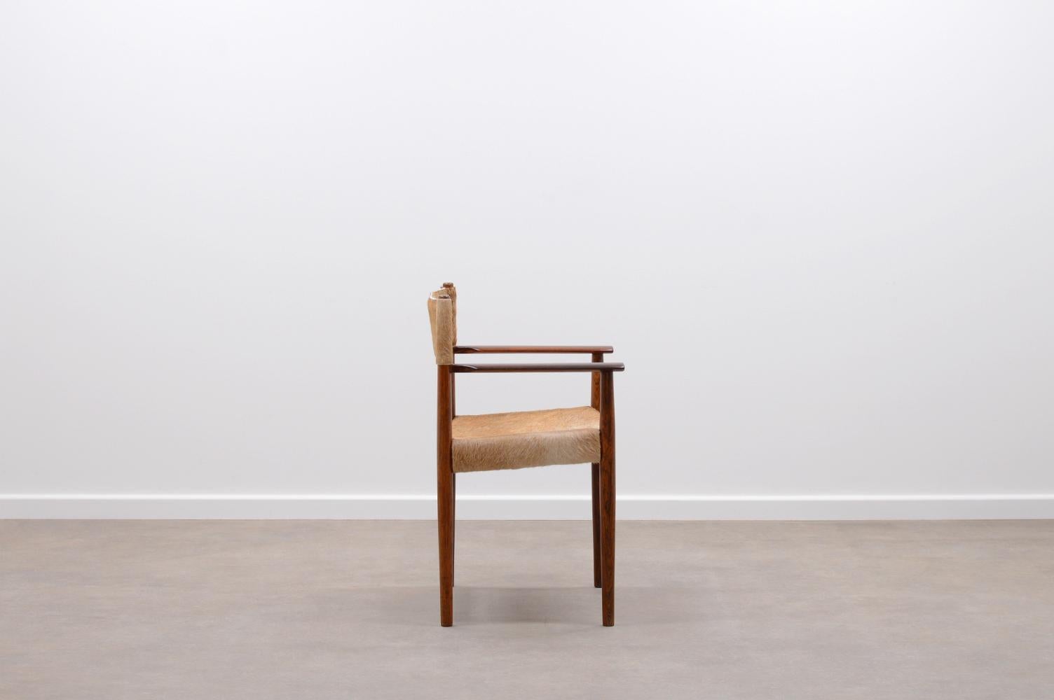 Mid-Century Modern Rosewood and Cow Hide Chair by Kurt Østervig for Sibast, 60s Denmark