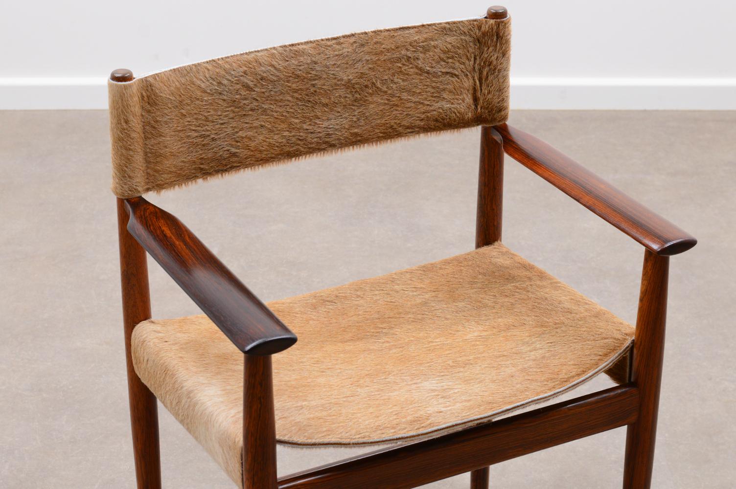 Mid-20th Century Rosewood and Cow Hide Chair by Kurt Østervig for Sibast, 60s Denmark For Sale