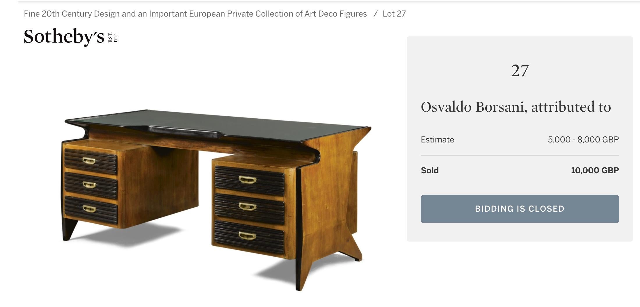 Rosewood and Ebonized Italian Modernist Desk Attr to Osvaldo Borsani, 1950s 14