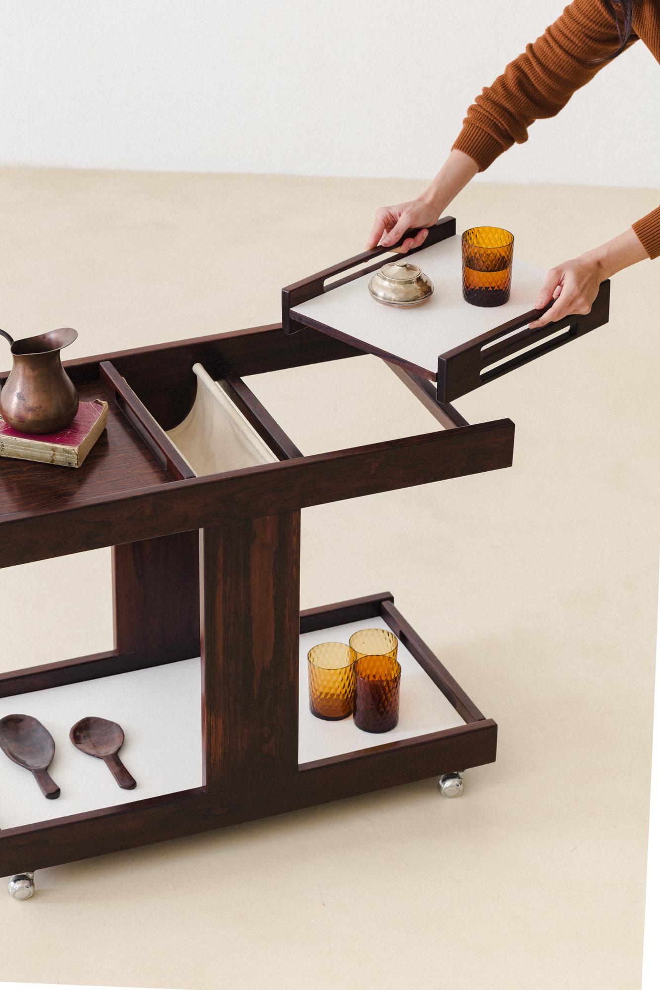 Mid-Century Modern Rosewood and Formica Bar Cart by Celina Decorações, 1960s, Brazilian Midcentury