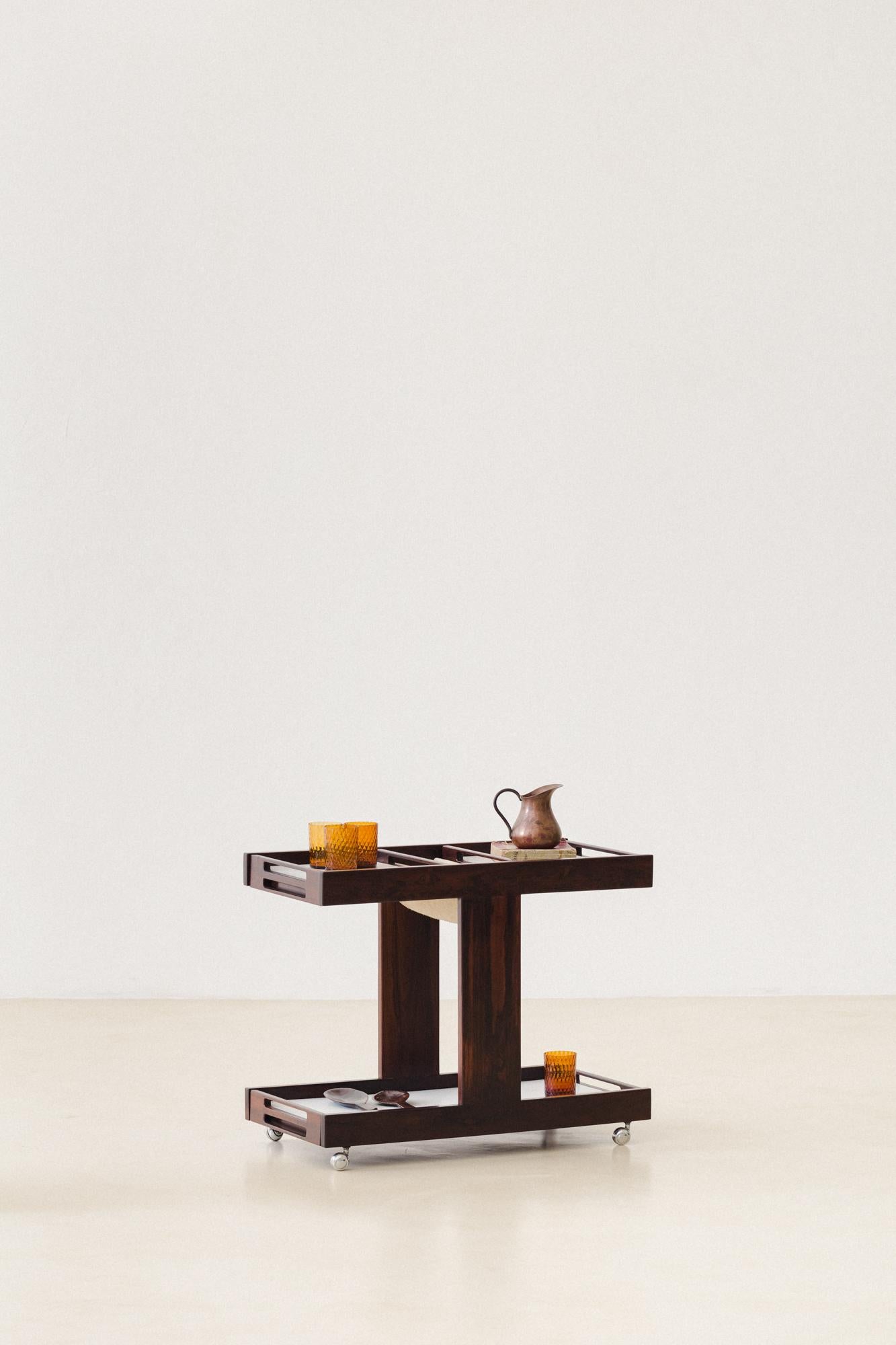 Rosewood and Formica Bar Cart by Celina Decorações, 1960s, Brazilian Midcentury In Good Condition In New York, NY