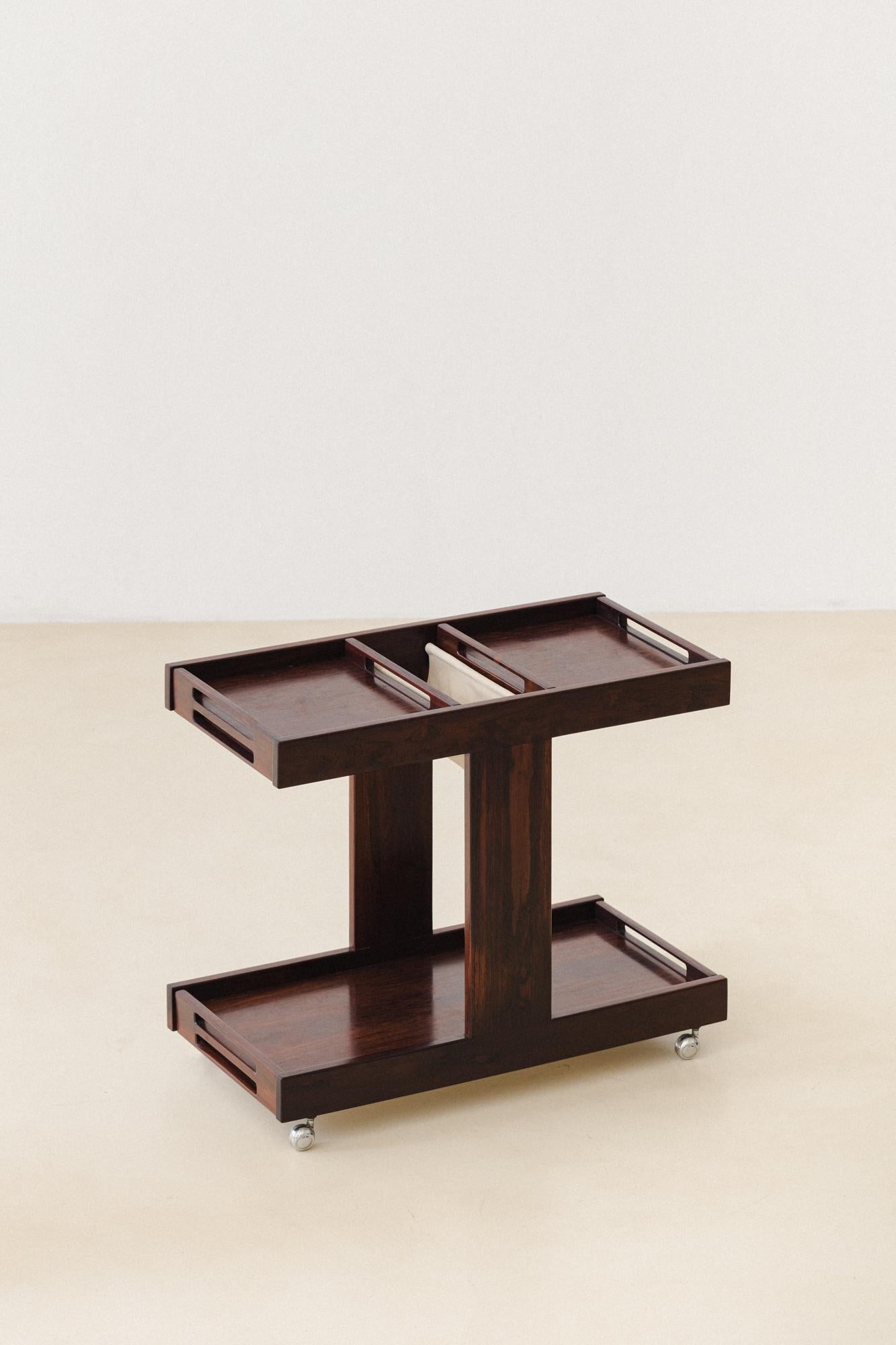 Mid-20th Century Rosewood and Formica Bar Cart by Celina Decorações, 1960s, Brazilian Midcentury