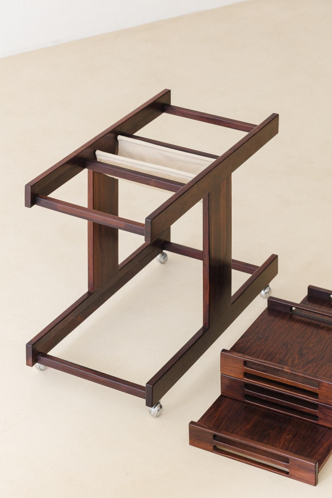Rosewood and Formica Bar Cart by Celina Decorações, 1960s, Brazilian Midcentury 2