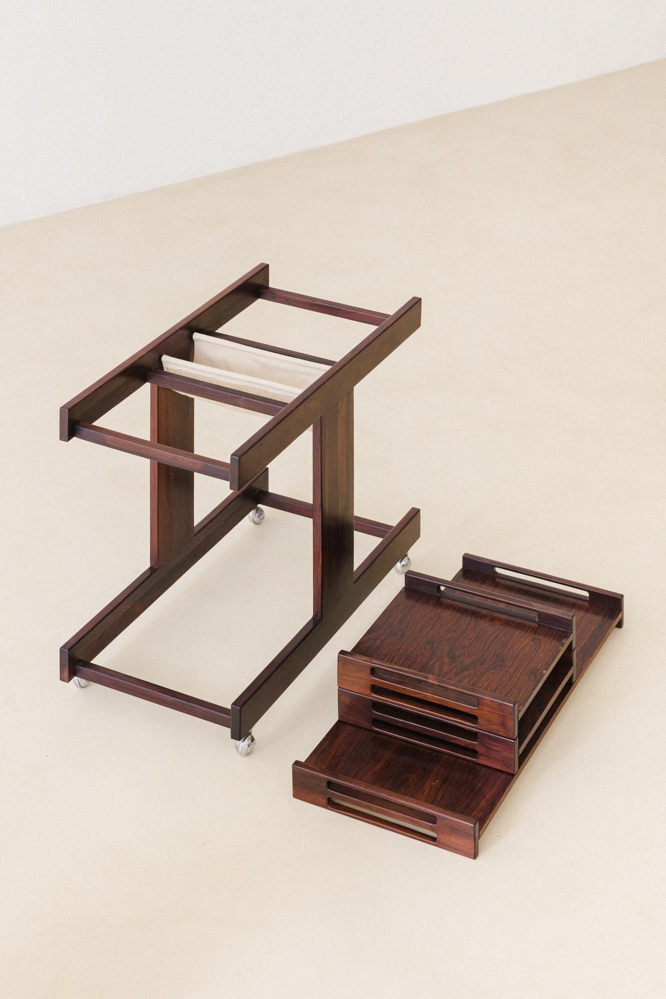 Rosewood and Formica Bar Cart by Celina Decorações, 1960s, Brazilian Midcentury 3