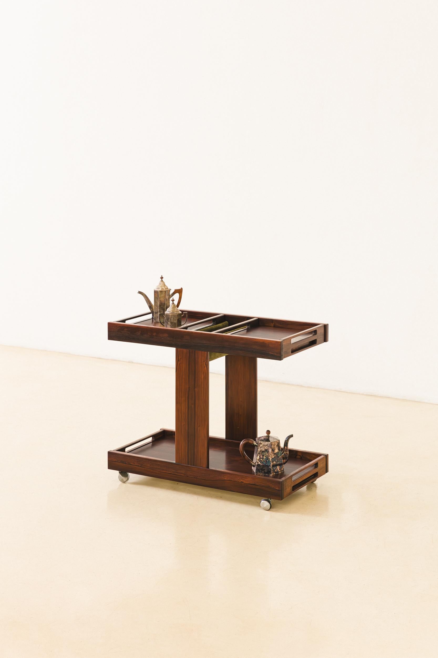 Mid-20th Century Rosewood and Formica Bar Cart, Celina Decorações, 1960s, Brazilian Midcentury