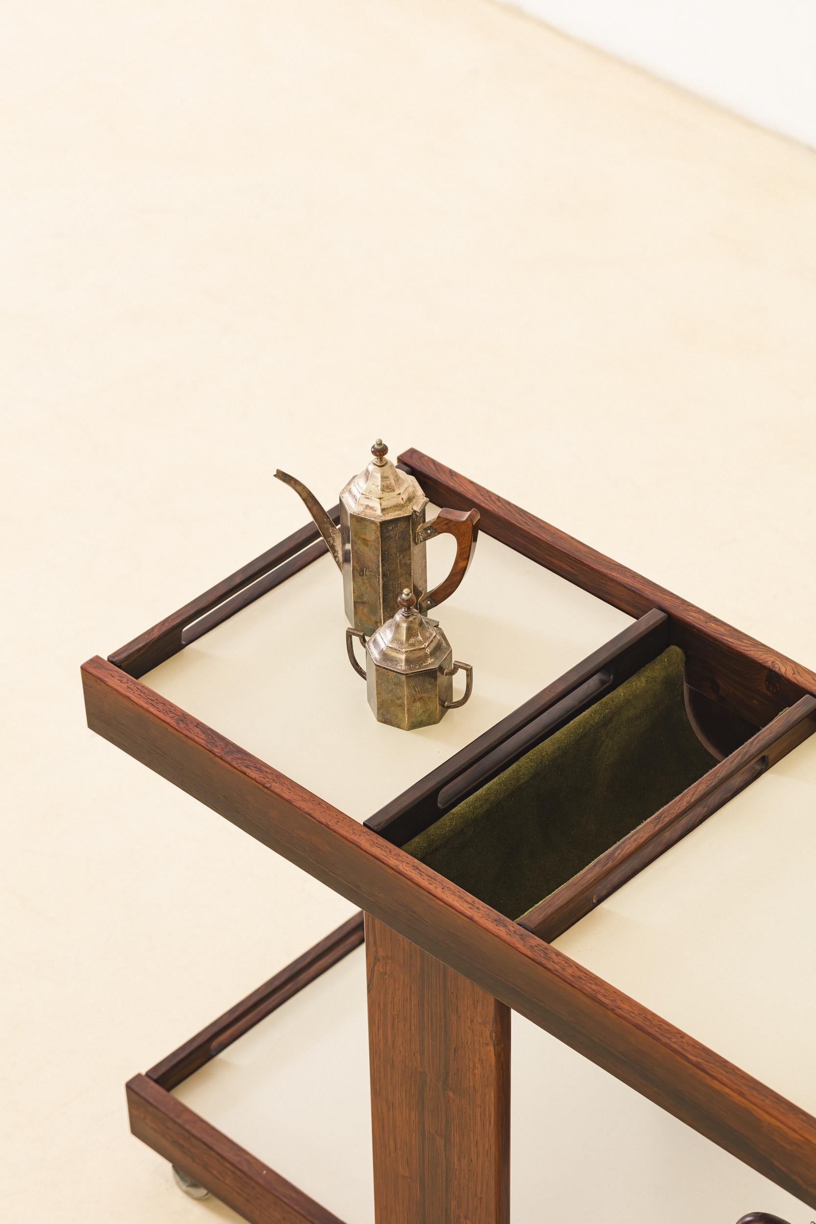 Rosewood and Formica Bar Cart, Celina Decorações, 1960s, Brazilian Midcentury 1