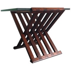 Rosewood and Glass Campaign Side Table by Edward Wormley for Dunbar
