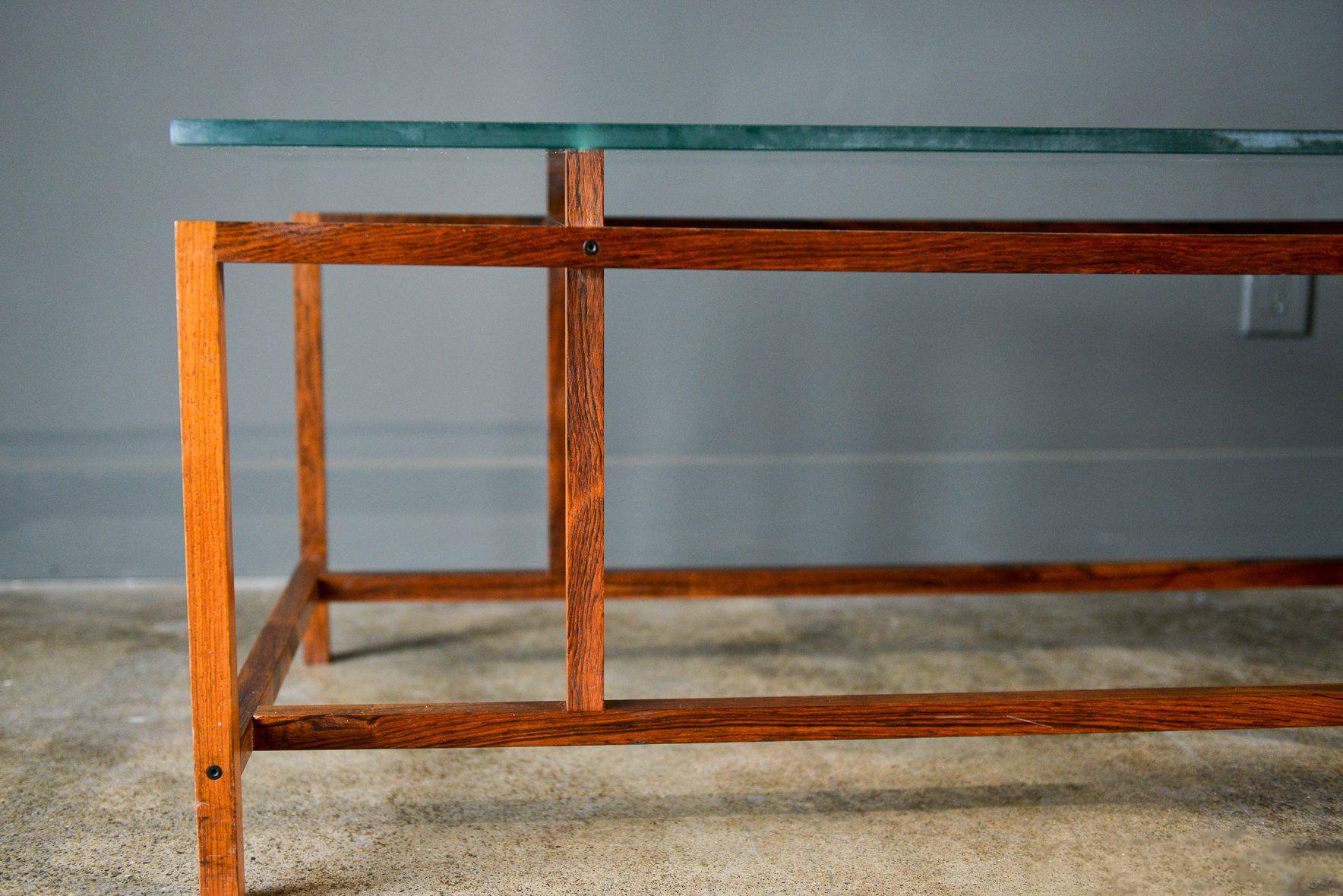 Mid-Century Modern Rosewood and Glass Coffee Table by Henning Norgaard, circa 1965
