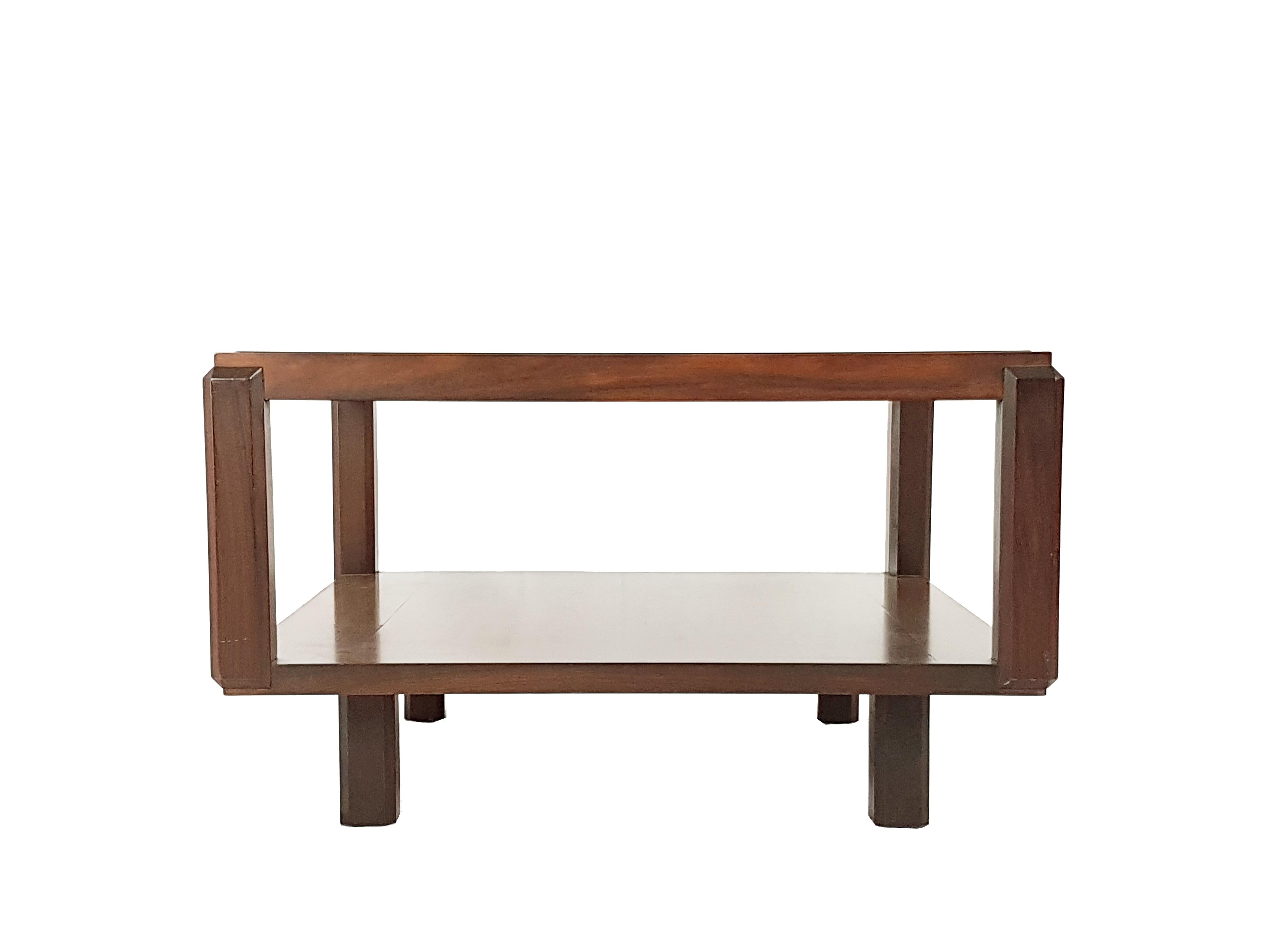 Rosewood and Glass Italian 1960s Squared Coffee Table In Good Condition In Varese, Lombardia