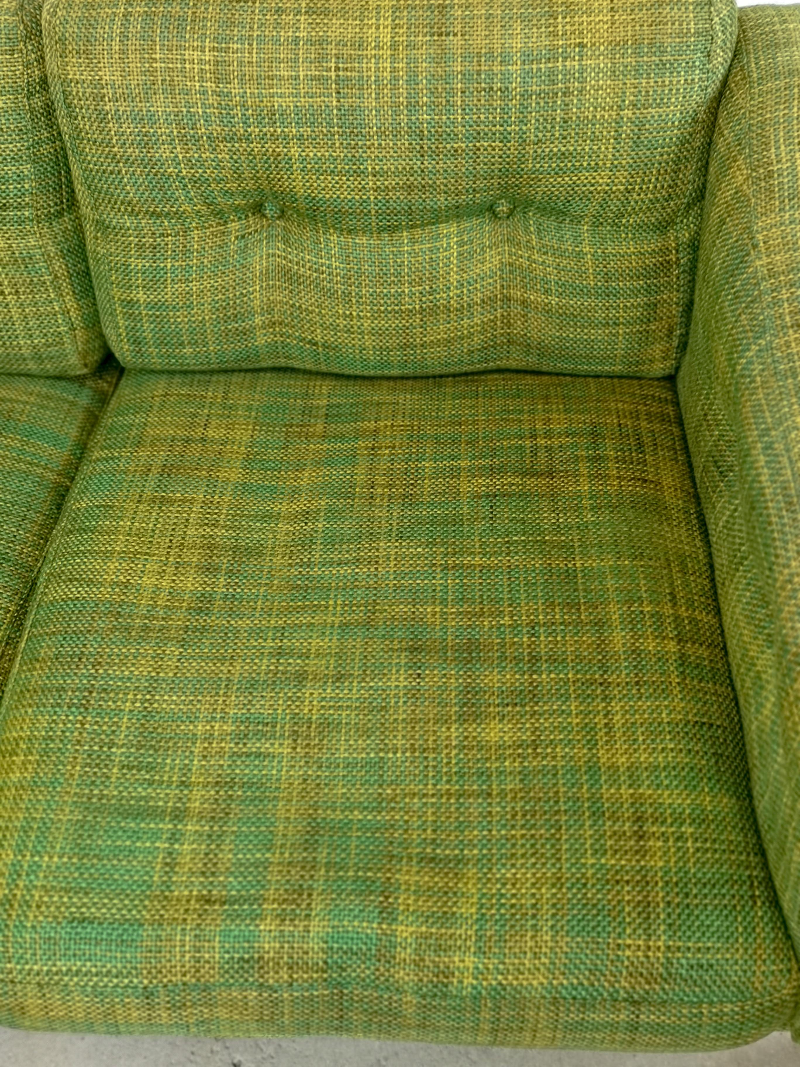  Midcentury Rosewood and Green Cushions Sofa 