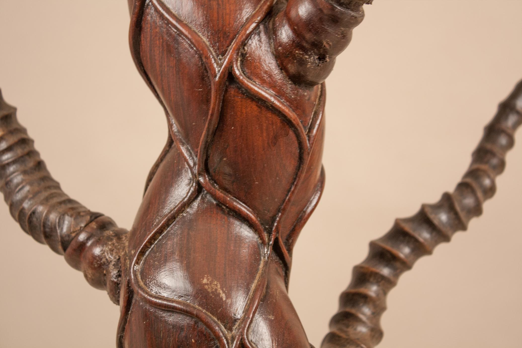 Carved Rosewood and Horn Hat or Coat Stand