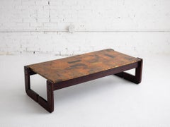 Rosewood and Lacquered Copper Coffee Table by Percival Lafer