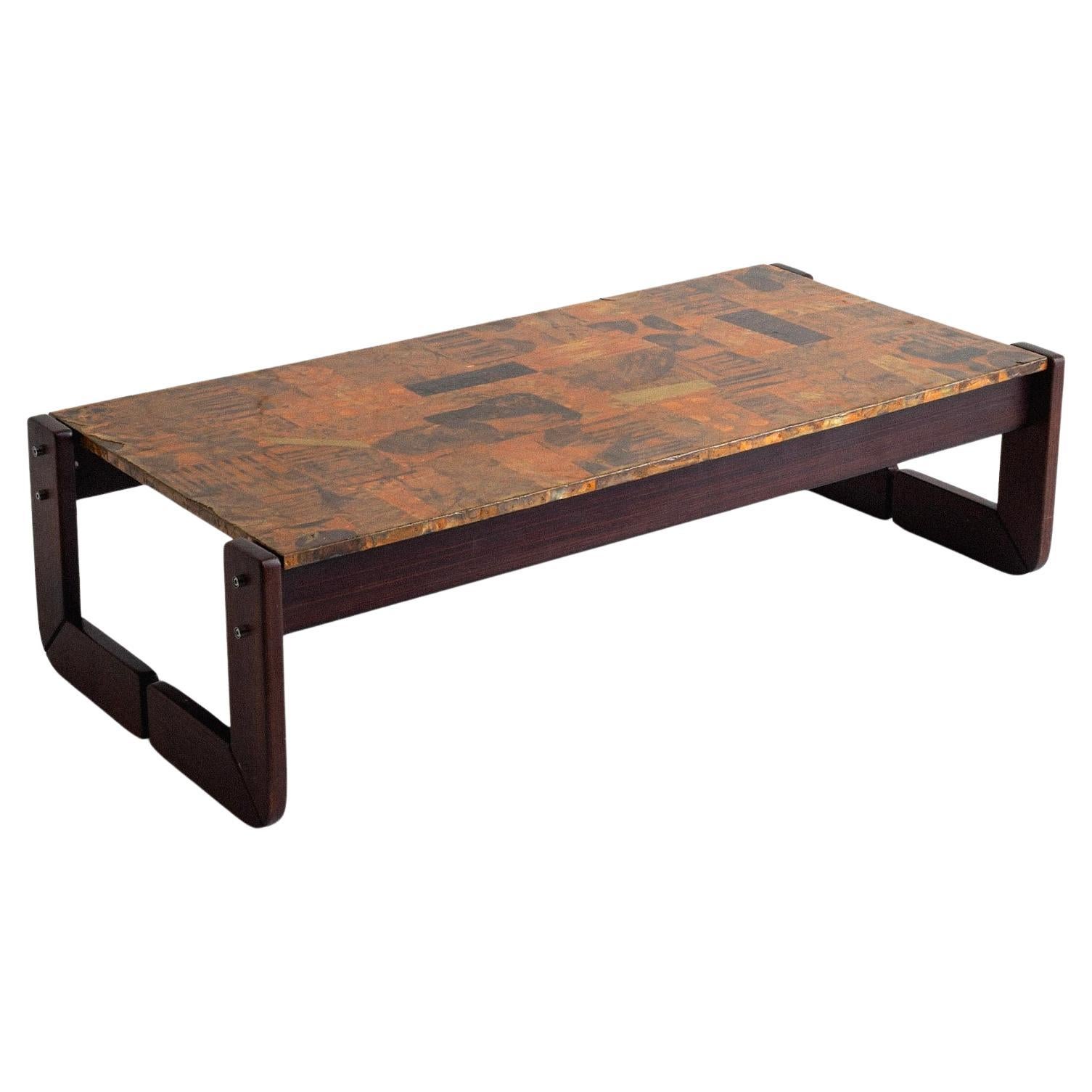 Rosewood and Lacquered Copper Coffee Table by Percival Lafer