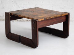 Beistelltisch aus Palisanderholz und lackiertem Kupfer von Percival Lafer