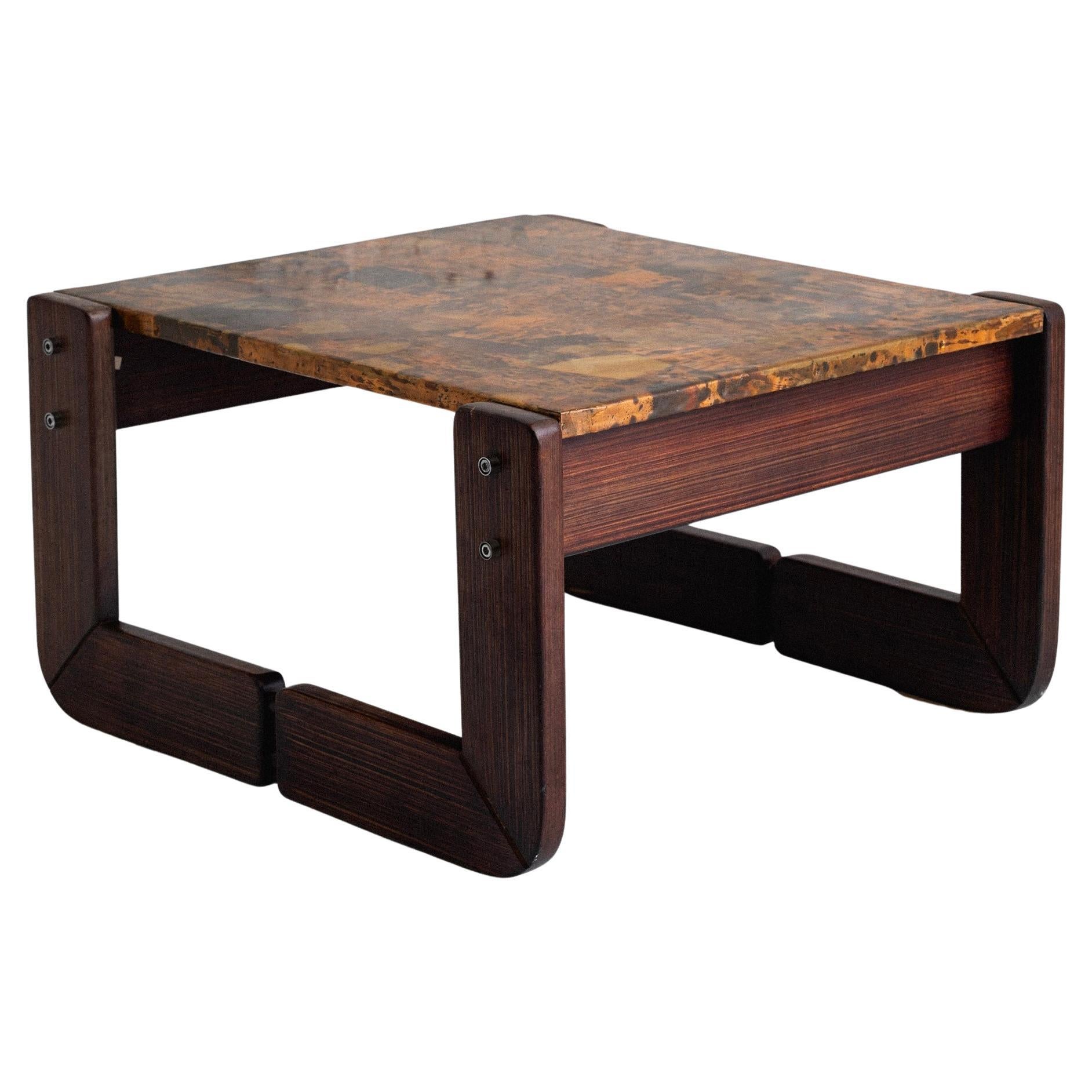 Rosewood and Lacquered Copper Side Table by Percival Lafer