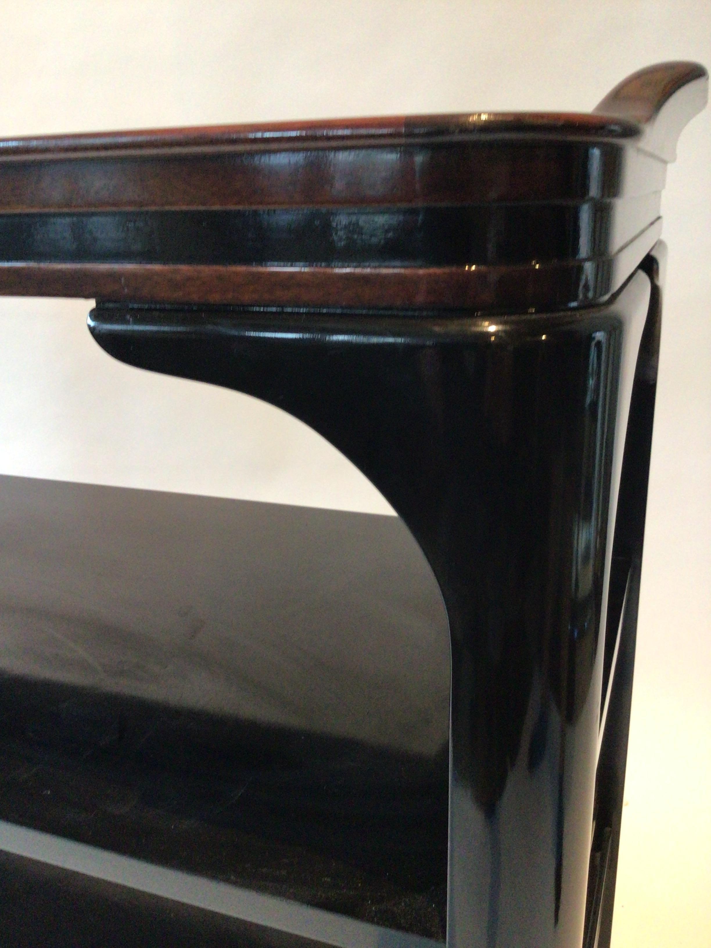 Rosewood and Lacquered Custom Mahogany Bar Cart For Sale 2