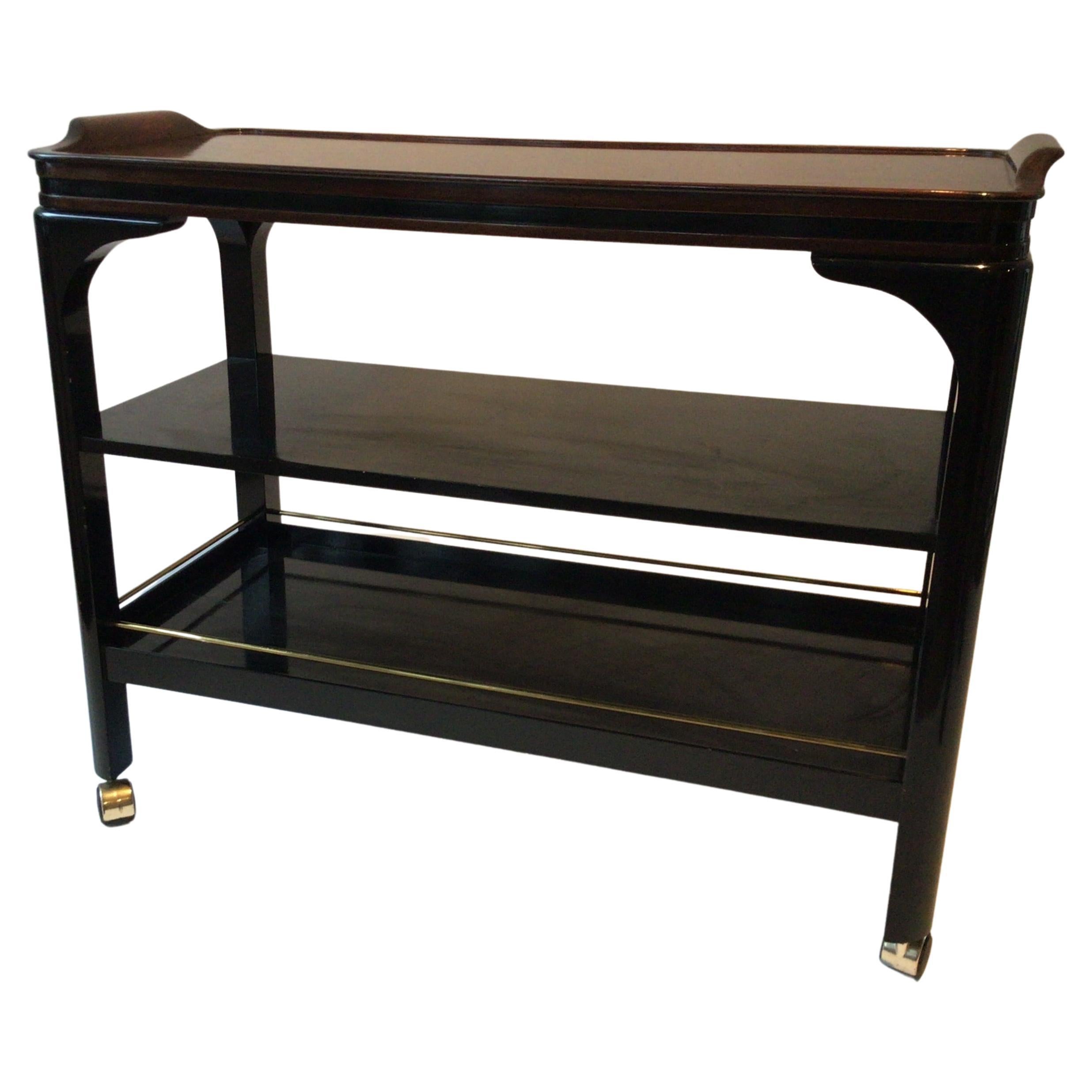 Rosewood and Lacquered Custom Mahogany Bar Cart For Sale
