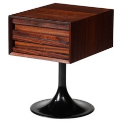 Rosewood and Lacquered Metal Side Table / Nightstand, Italy, c. 1950