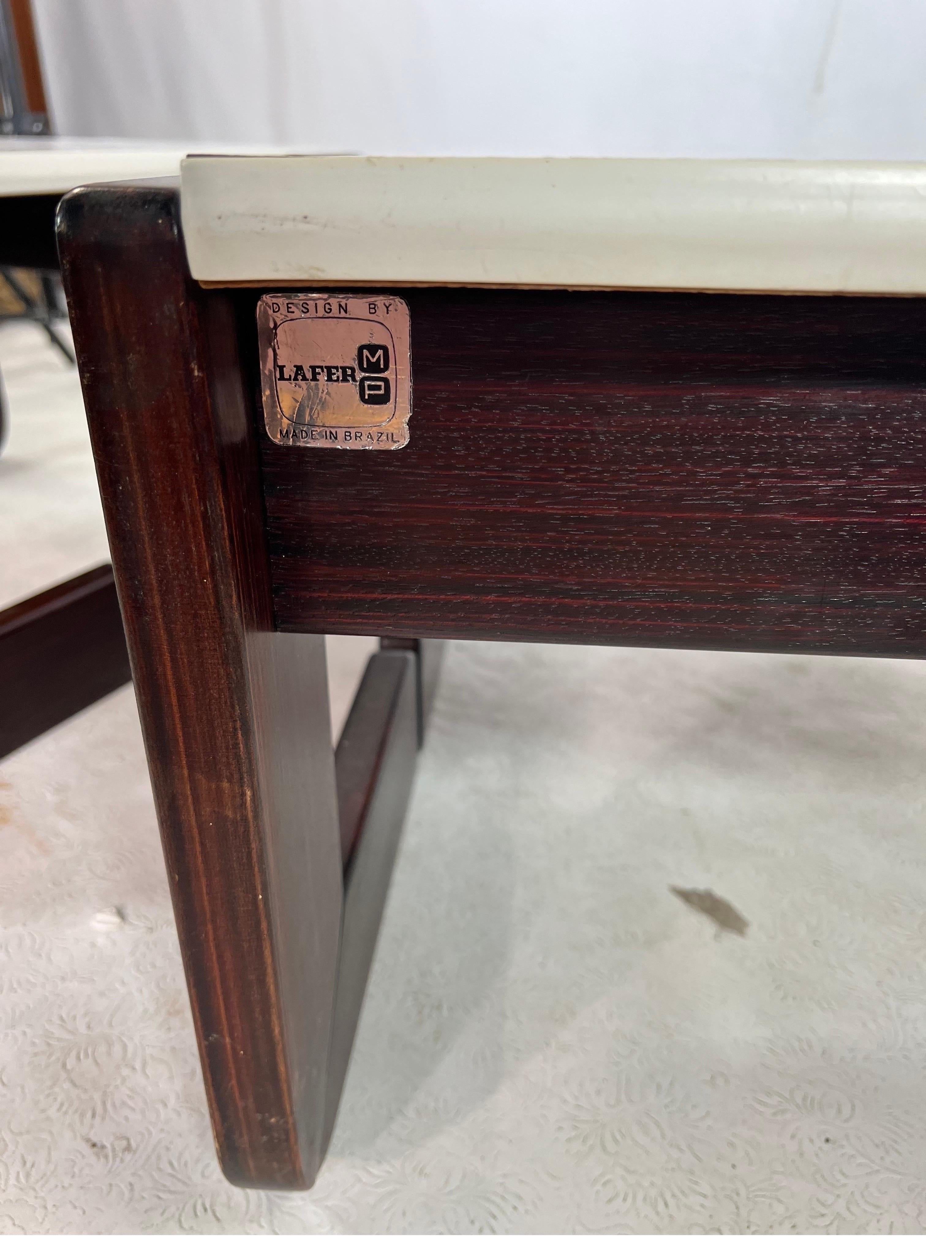 Rosewood and Laminate Top Side Tables by Percival Lafer, a Pair For Sale 5