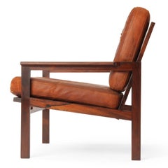 Fauteuil en bois de rose et cuir de Illum Wikkelso pour N. Eilersen