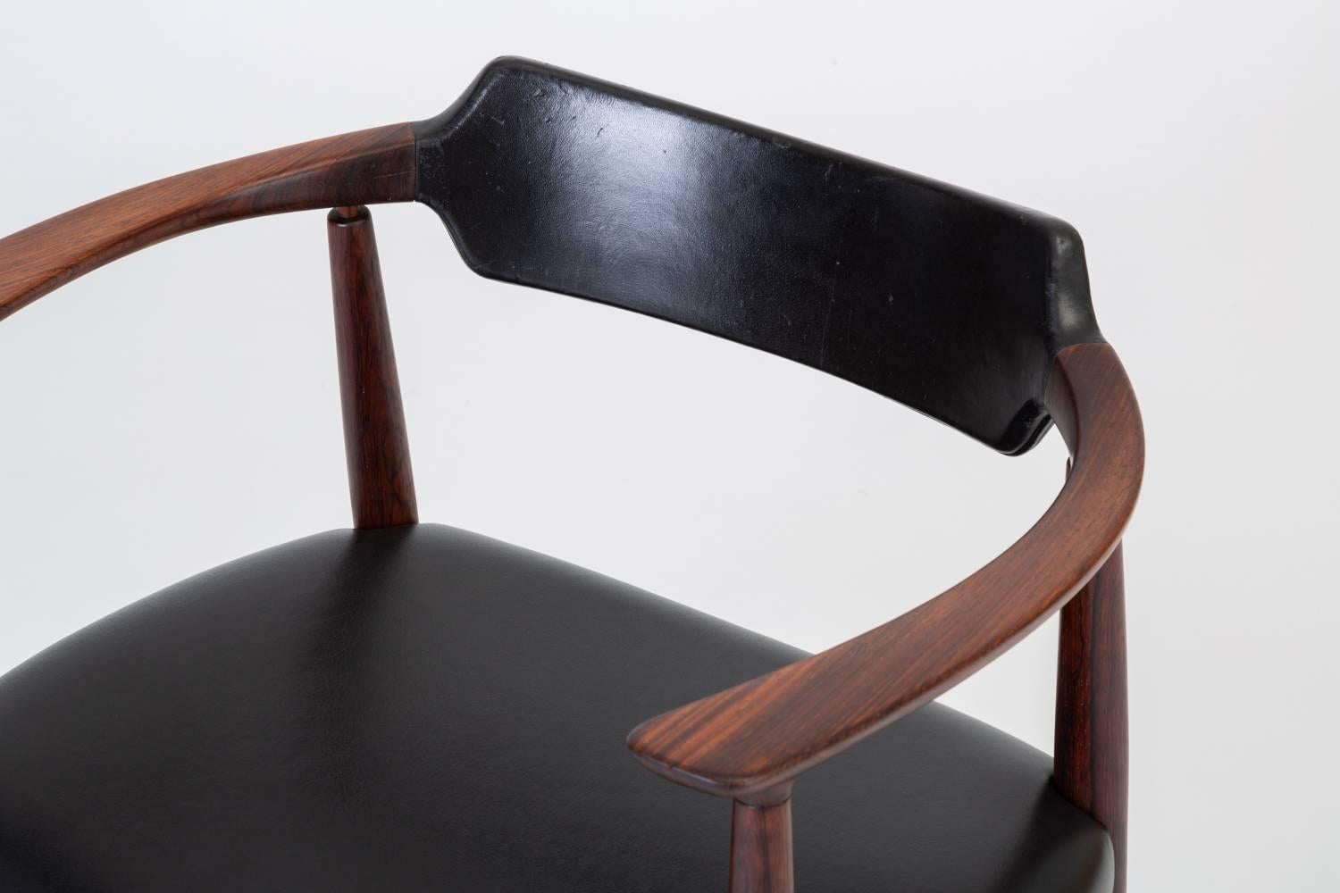 Rosewood and Leather Armchair by Bent Andersen for Christensen & Larsen 6
