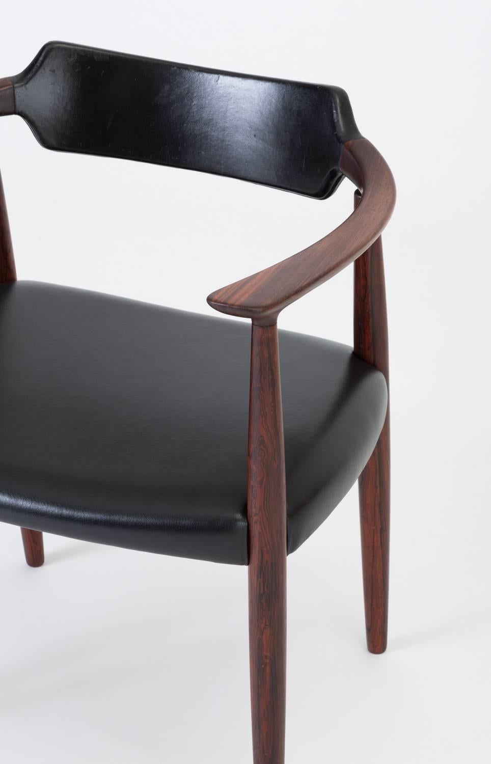 Rosewood and Leather Armchair by Bent Andersen for Christensen & Larsen 7