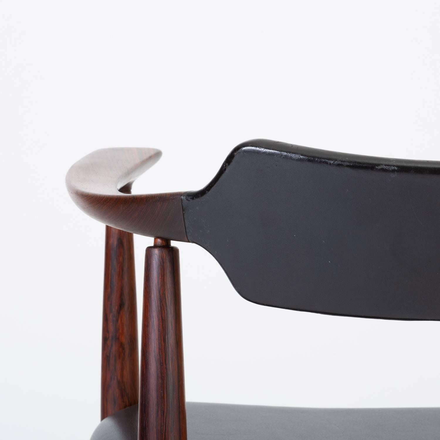 Rosewood and Leather Armchair by Bent Andersen for Christensen & Larsen 9