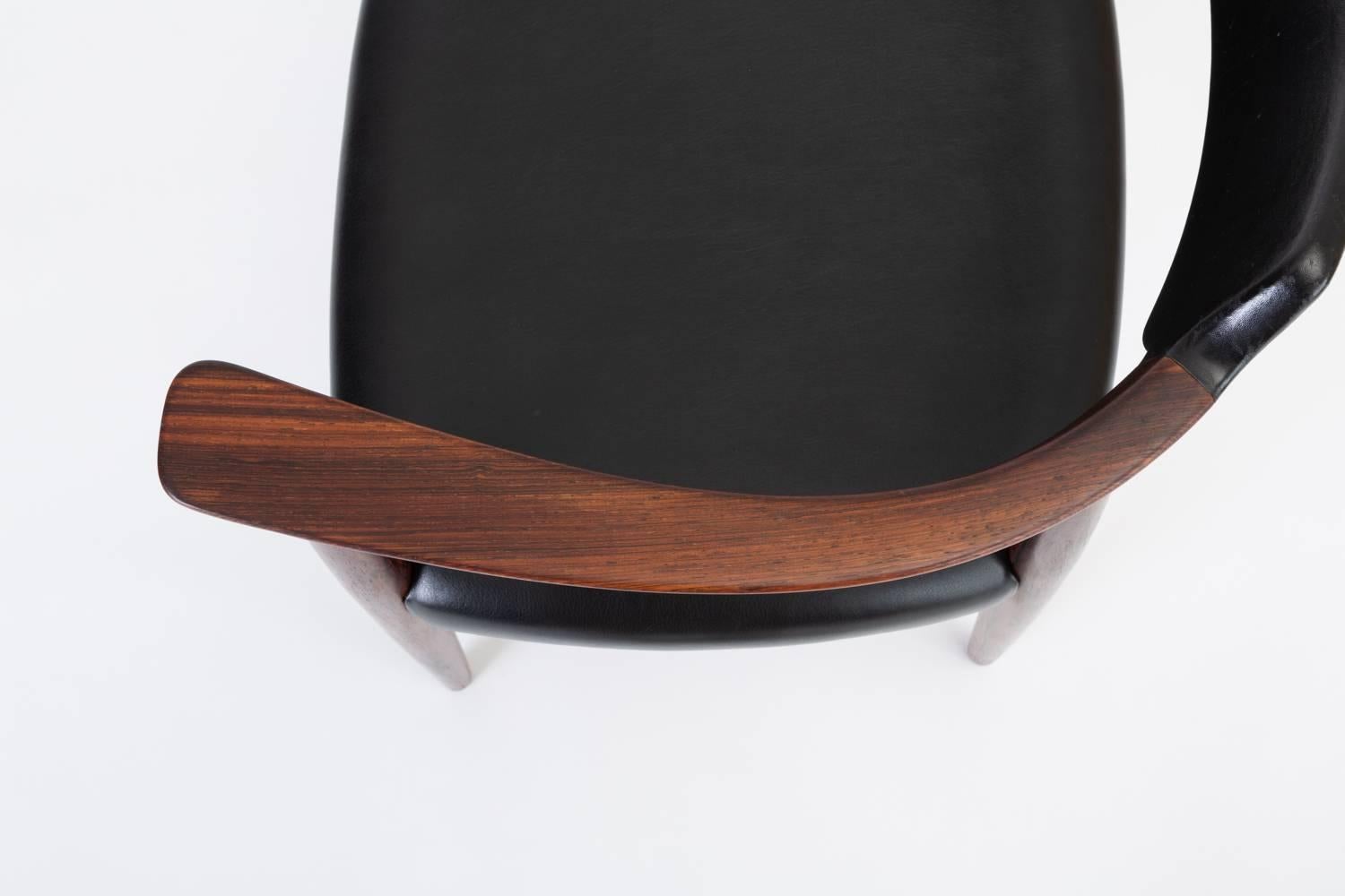 Rosewood and Leather Armchair by Bent Andersen for Christensen & Larsen 12