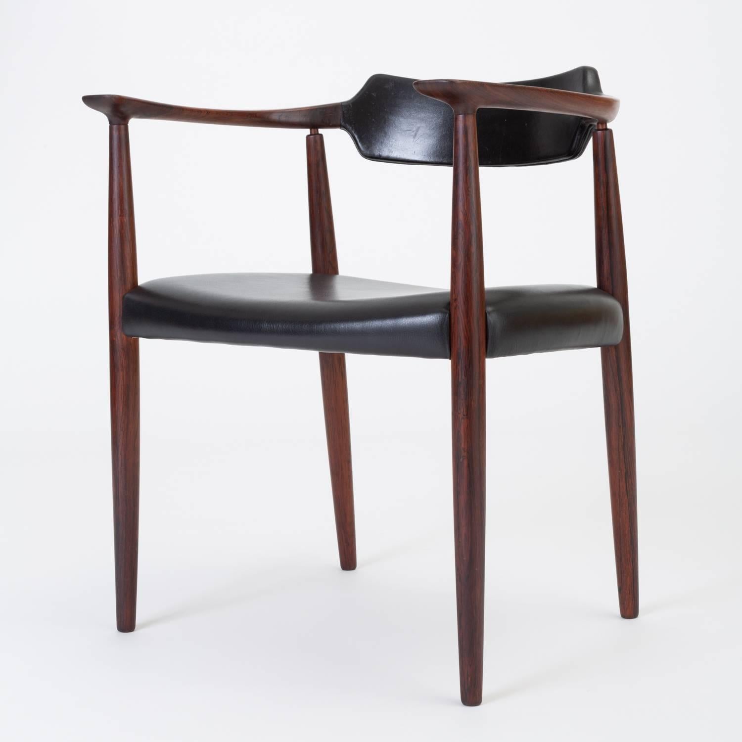 Scandinavian Modern Rosewood and Leather Armchair by Bent Andersen for Christensen & Larsen