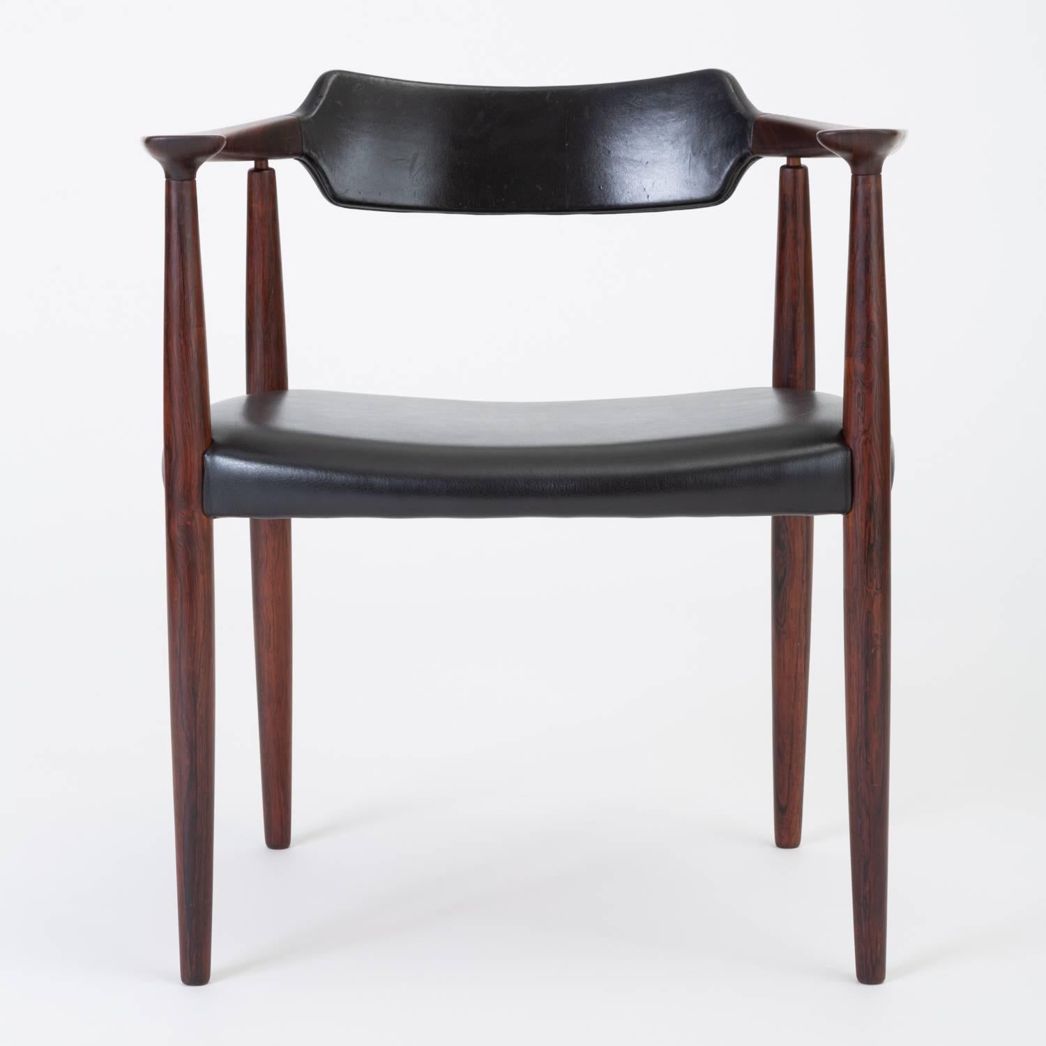 Danish Rosewood and Leather Armchair by Bent Andersen for Christensen & Larsen