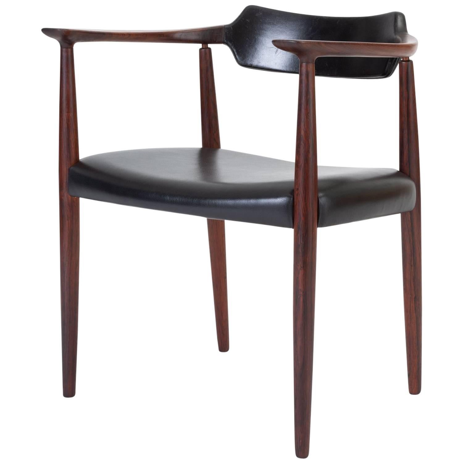Rosewood and Leather Armchair by Bent Andersen for Christensen & Larsen