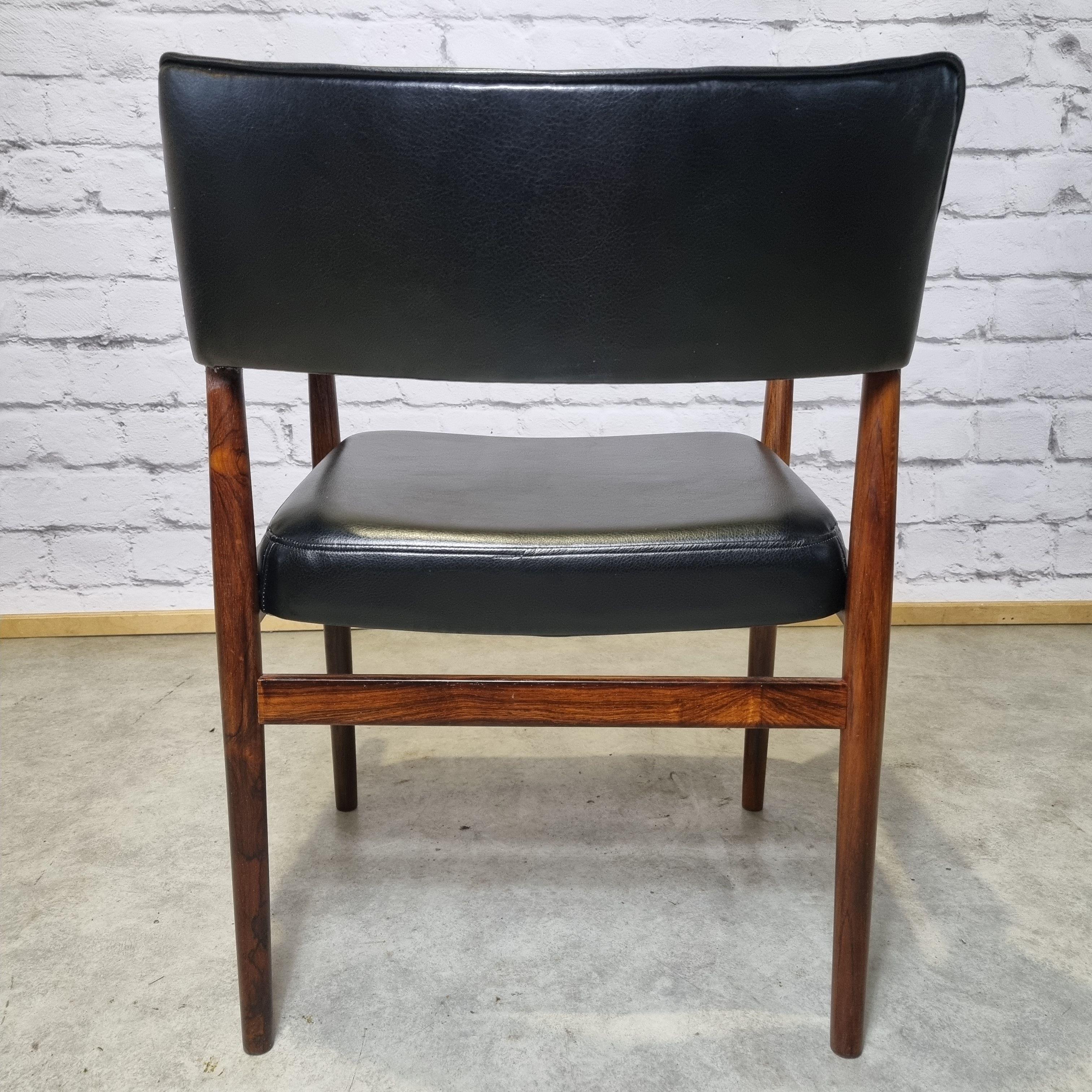 Rosewood and Leather Armchair by Erik Wortz for Soro Stolefabrik, Denmark 1960 6