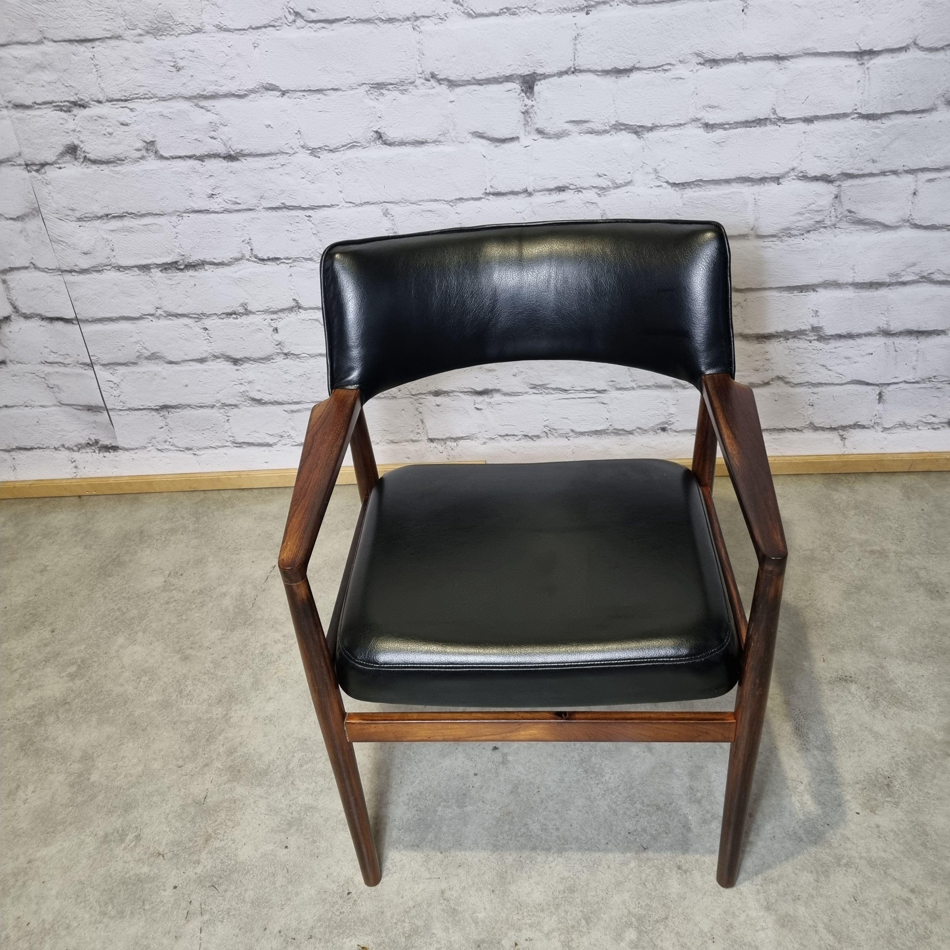 Danish Rosewood and Leather Armchair by Erik Wortz for Soro Stolefabrik, Denmark 1960