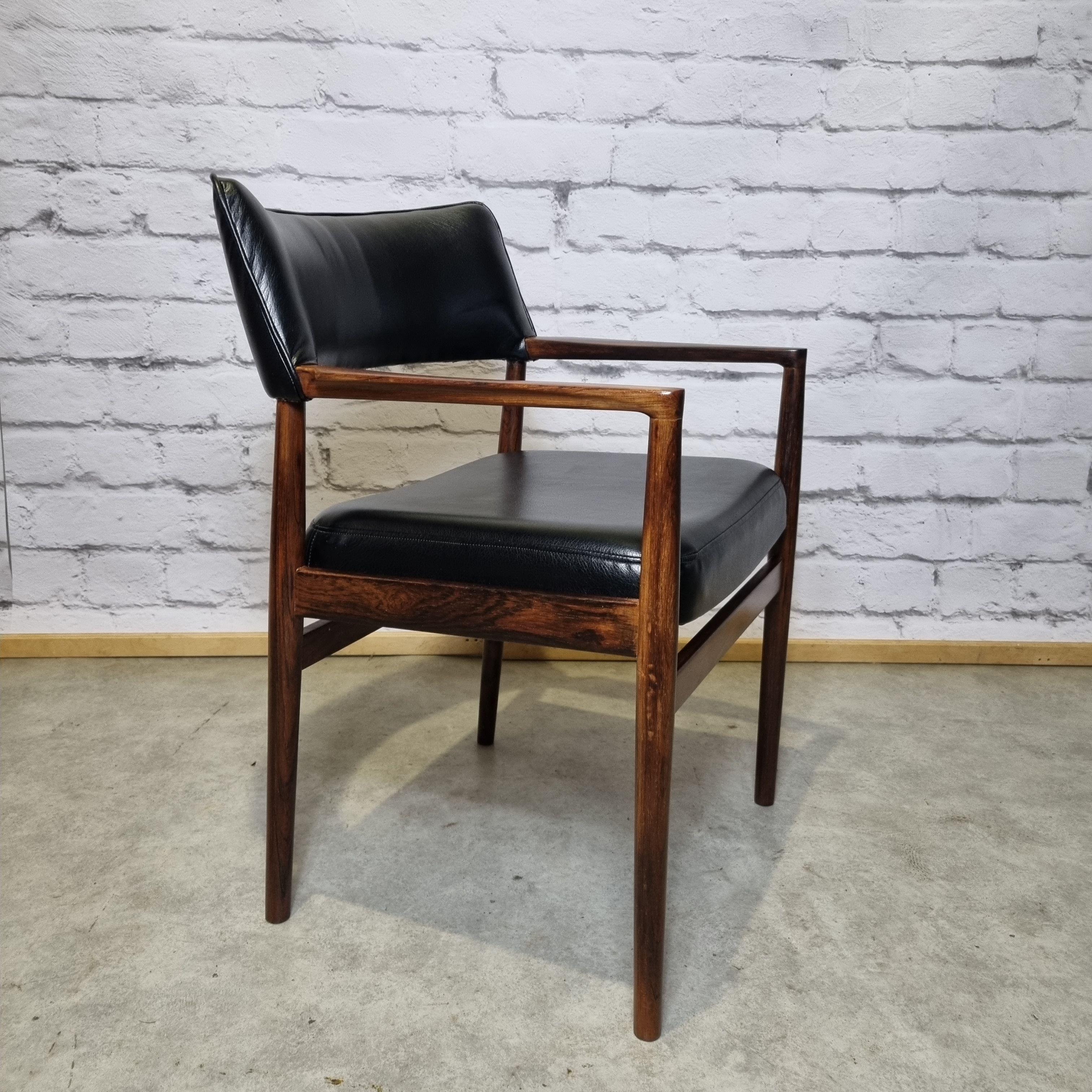 Rosewood and Leather Armchair by Erik Wortz for Soro Stolefabrik, Denmark 1960 2