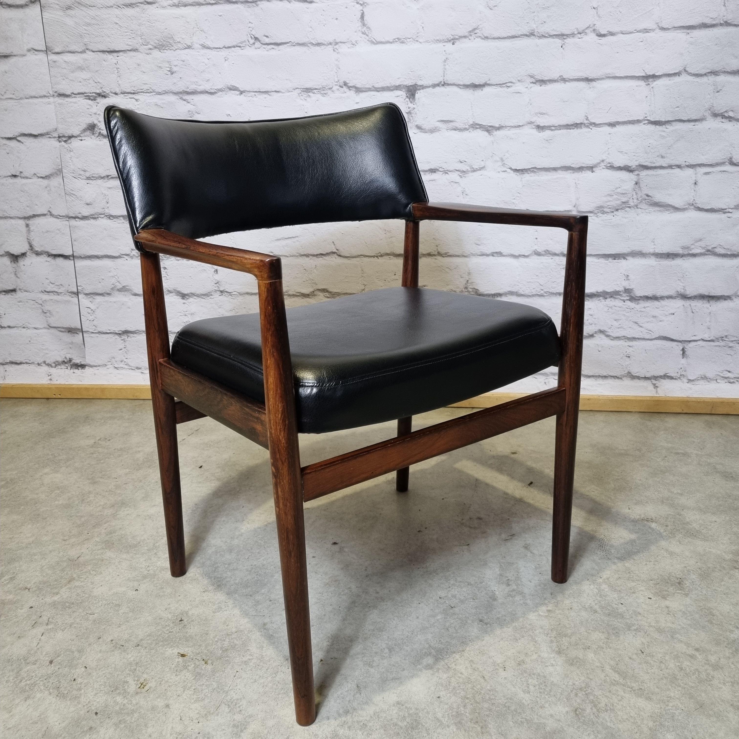 Rosewood and Leather Armchair by Erik Wortz for Soro Stolefabrik, Denmark 1960 3